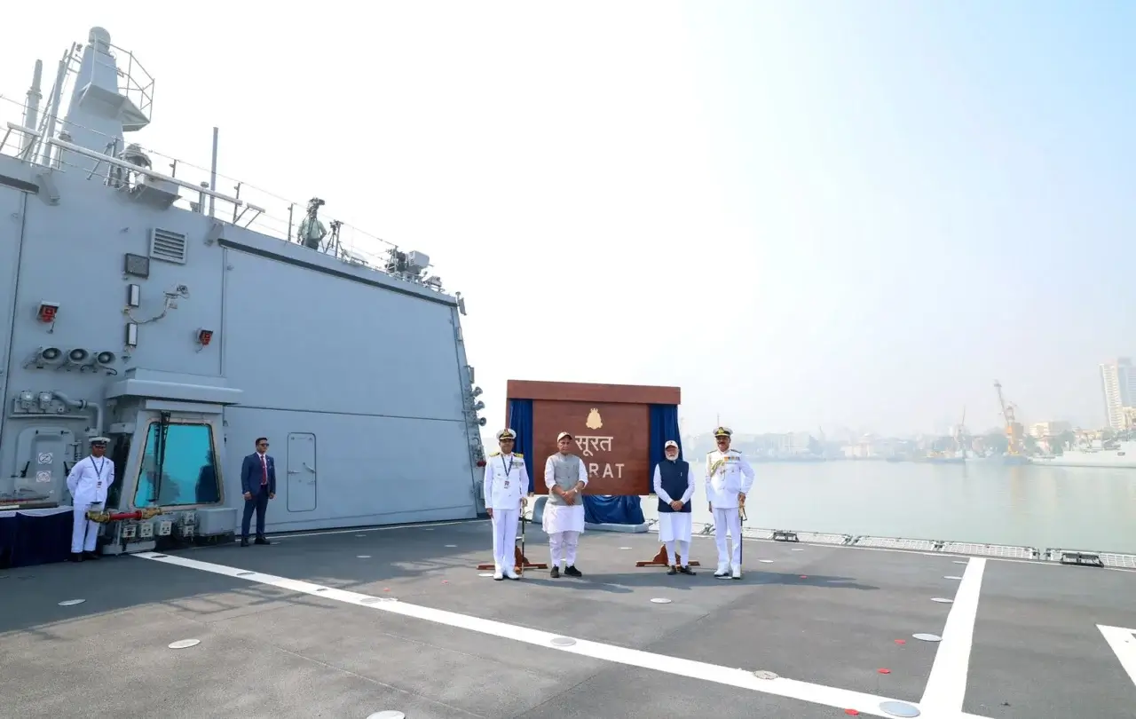 PM Modi Dedicates INS Surat, INS Nilgiri, and INS Vaghsheer to the Nation in Mumbai