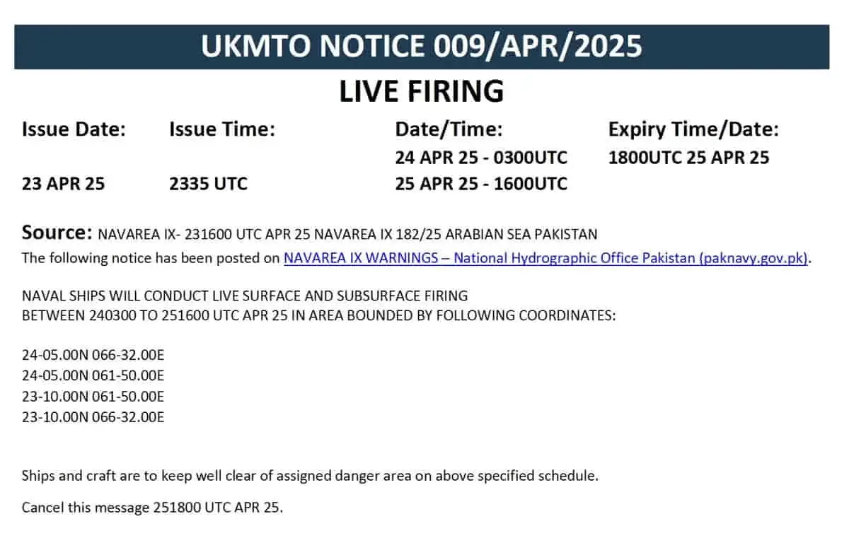 Pahalgam Attack Fallout: Pakistan Issues NOTAM, Launches Military Drill in Arabian Sea